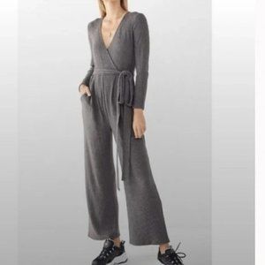 Urban Outfitters Cozy Ribbed Knit Wrap Jumpsuit